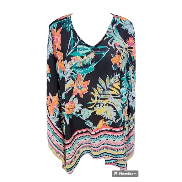 Avenue Tops - Avenue Top Kimono Size 2X Tropical Summer Flowy